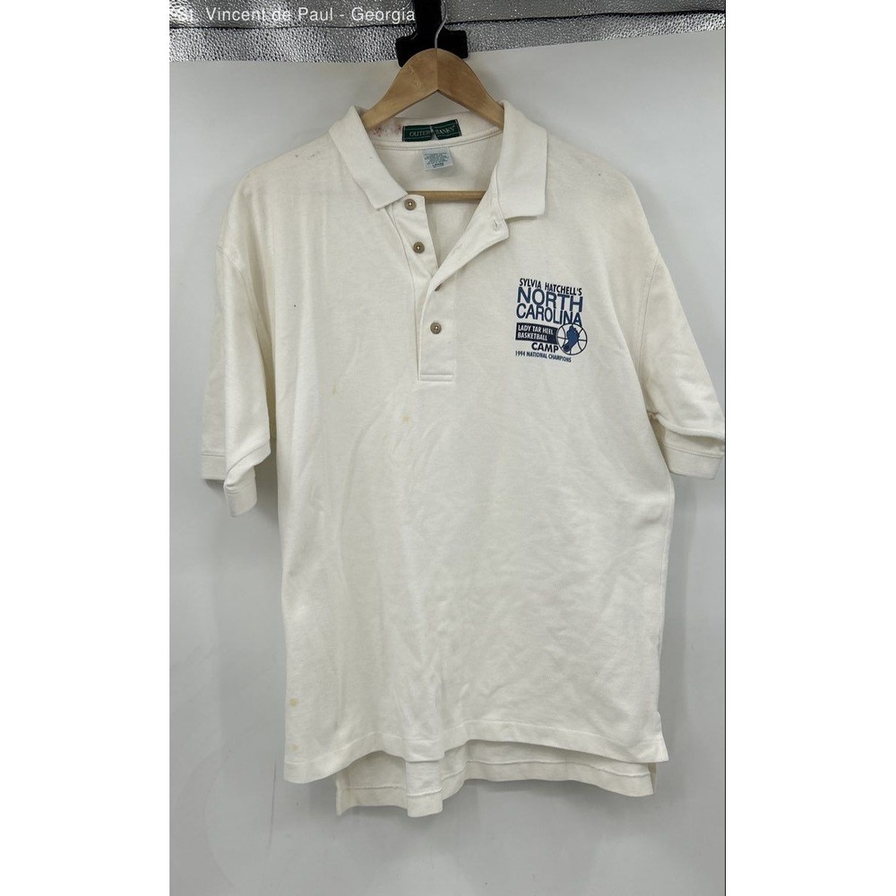 Outer Banks‎ North Carolina Tar Heels Championship Polo Men's Large White FLAWS